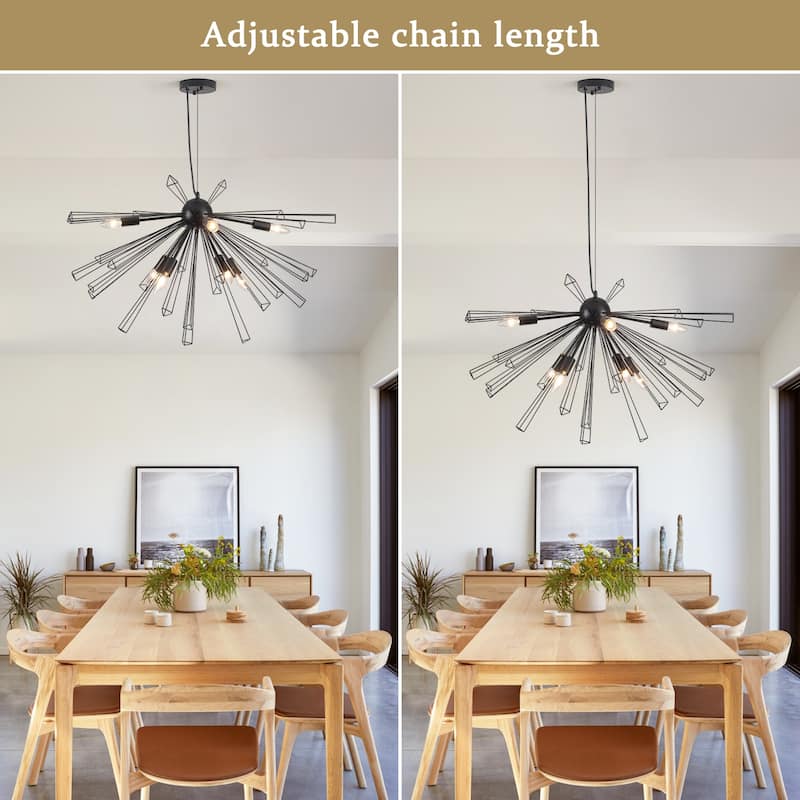 8-Light 33.46"W Metal Dimmable Pendant Lights for Kitchen Living Room