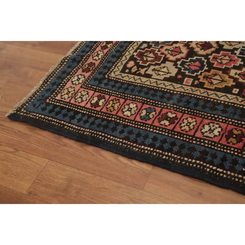 Hand Knotted Oriental 100% Wool Carpet Traditional Geometric Multi-Colored Kazak Area Rug - 5' 5'' X 3' 10''