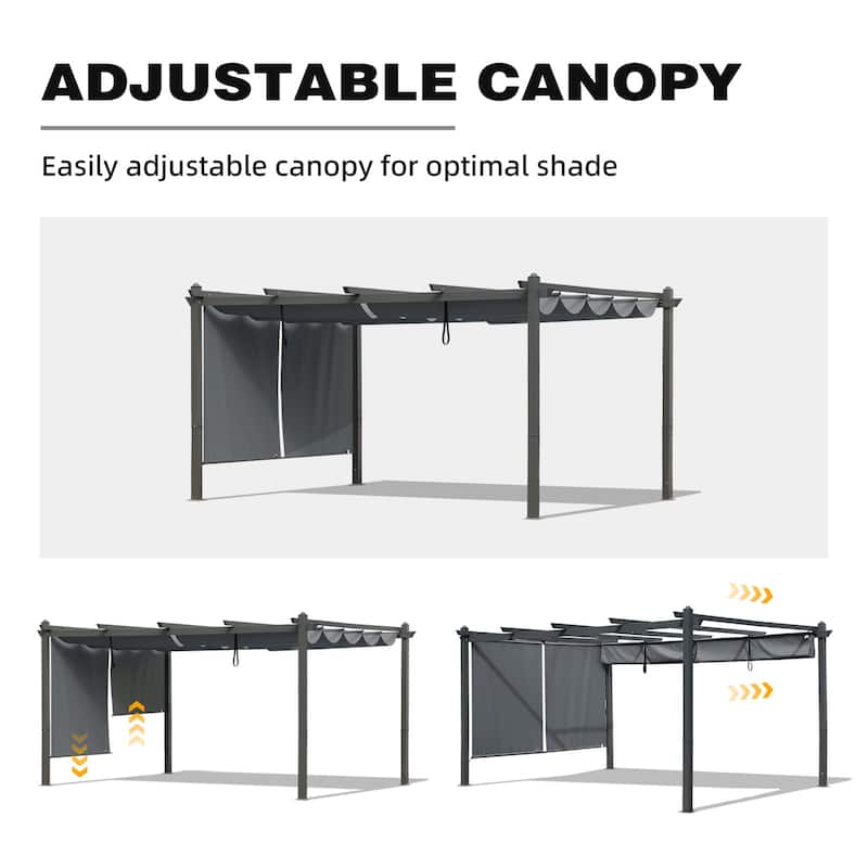 Aoodor Outdoor Pergola with Aluminum Frame & Retractable Canopy