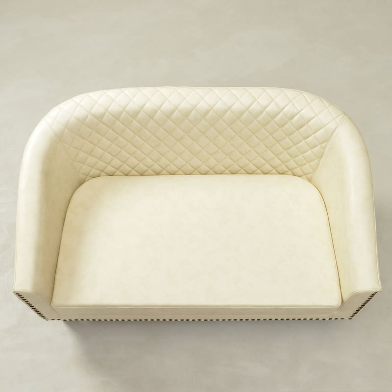 KINWELL 3-Piece PU Living Room Sets 1 Loveseat 2 Swivel Chairs