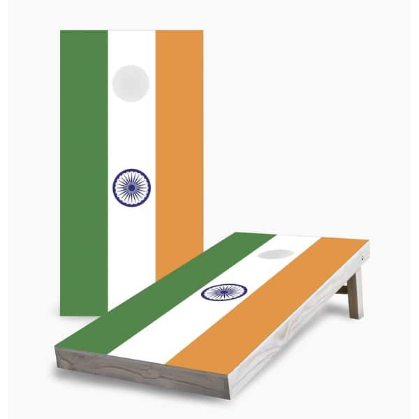 slide 2 of 7, Indian Flag Cornhole Game (Choose Wraps or Boards) 2x4 Boards (24" x 48") - Include ALL Accessories