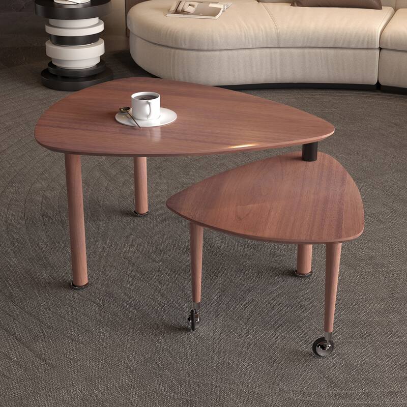 Rotating Coffee Table with Storage, 360° Swivel Modern Cocktail Table, Solid Wood Legs & Easy Assembly - Walnut
