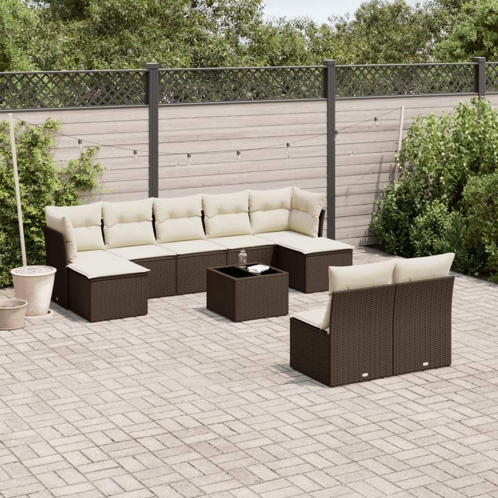 vidaXL Garden Sofa Set Brown, Cream White - 21.7 x 21.7 x 14.6