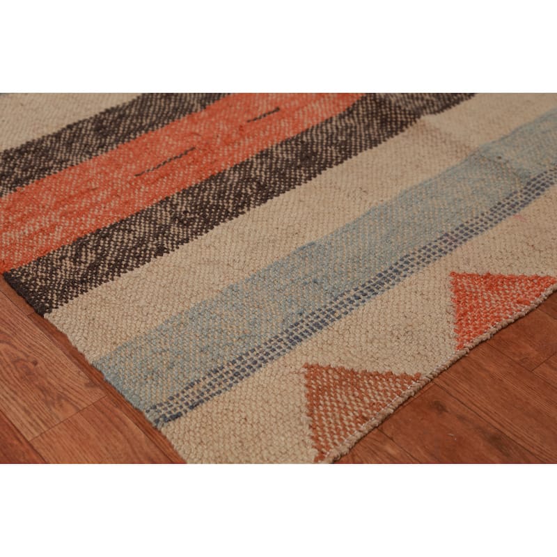 Hand Woven Oriental 100% Jute Carpet Southwestern Modern Multi-Colored Kilim Area Rug - 10' 5'' X 8' 3''