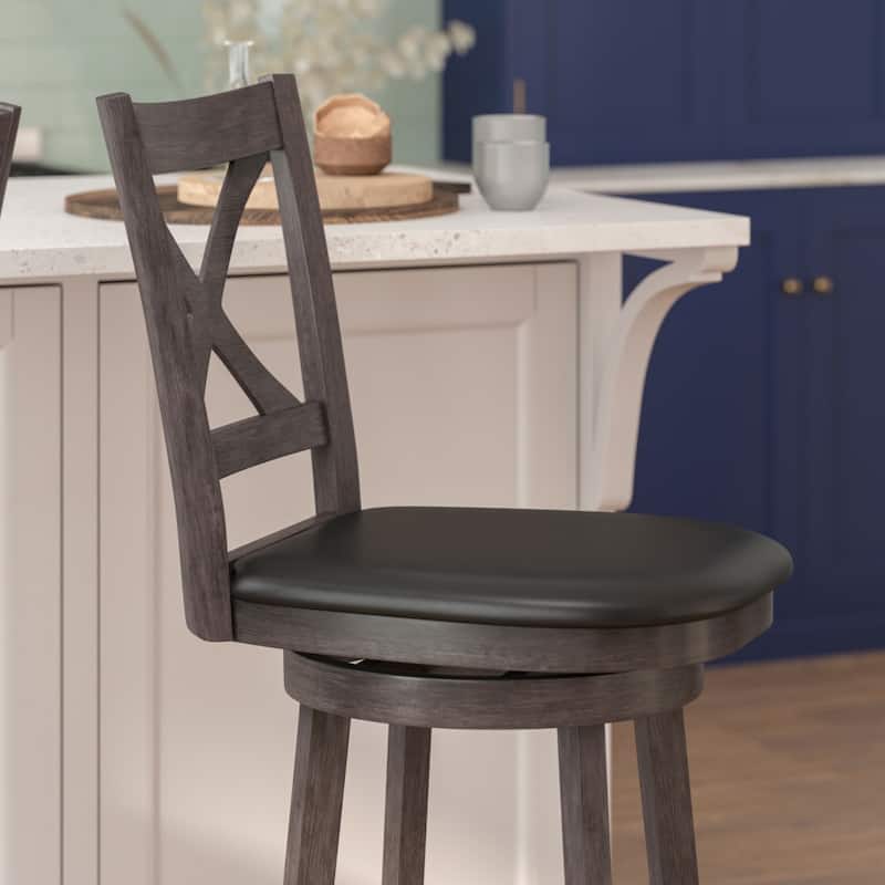 Commercial Wooden Swivel Upholstered Bar Stool