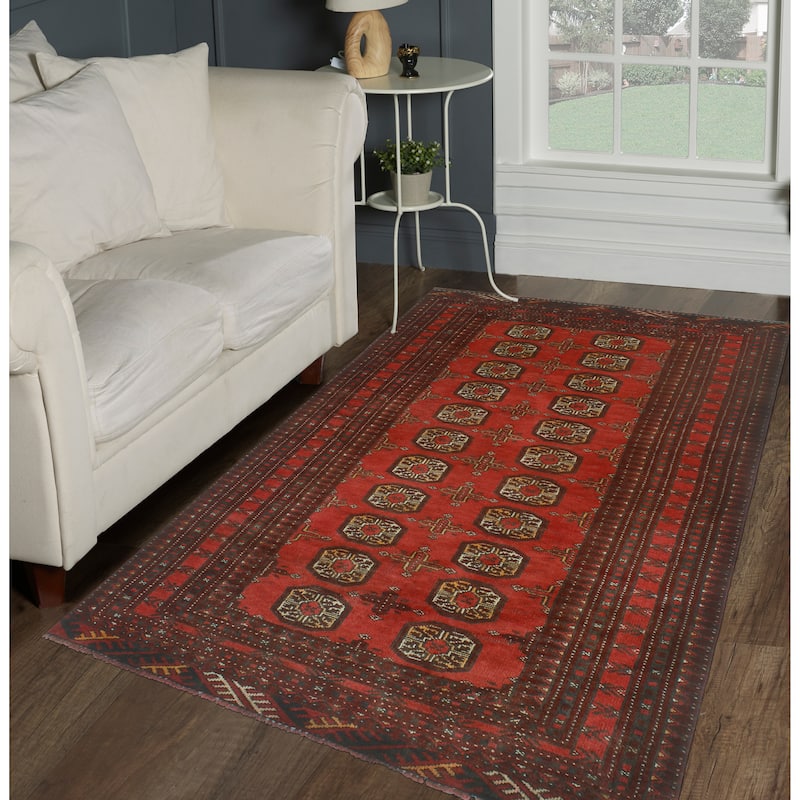Vintage Distressed Damian Red/Burgundy Rug - 3'7" x 6'4"