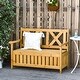 preview thumbnail 19 of 18, Cream White Rustic Solid Fir Wood Storage Boxes with Bench and 4 Wooden Legs for Porch Deck Garden and Balcony
