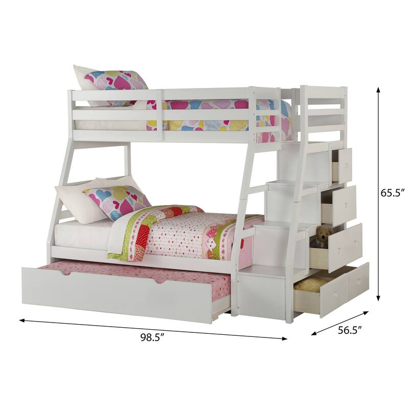 Farley Twin Over Full Bunk Bed with Storage Ladder and Trundle