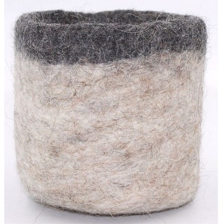 Small Round Wool Planter - 3.5" - Beige and Gray