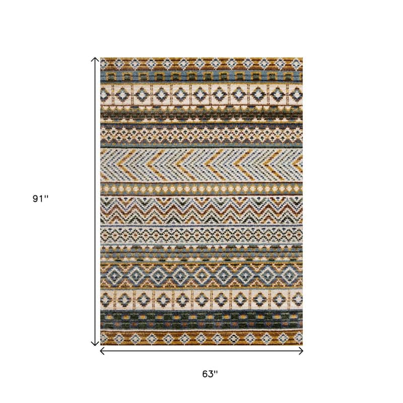 HomeRoots Tribal Modern Rectangle Area Rug - 5' X 8'
