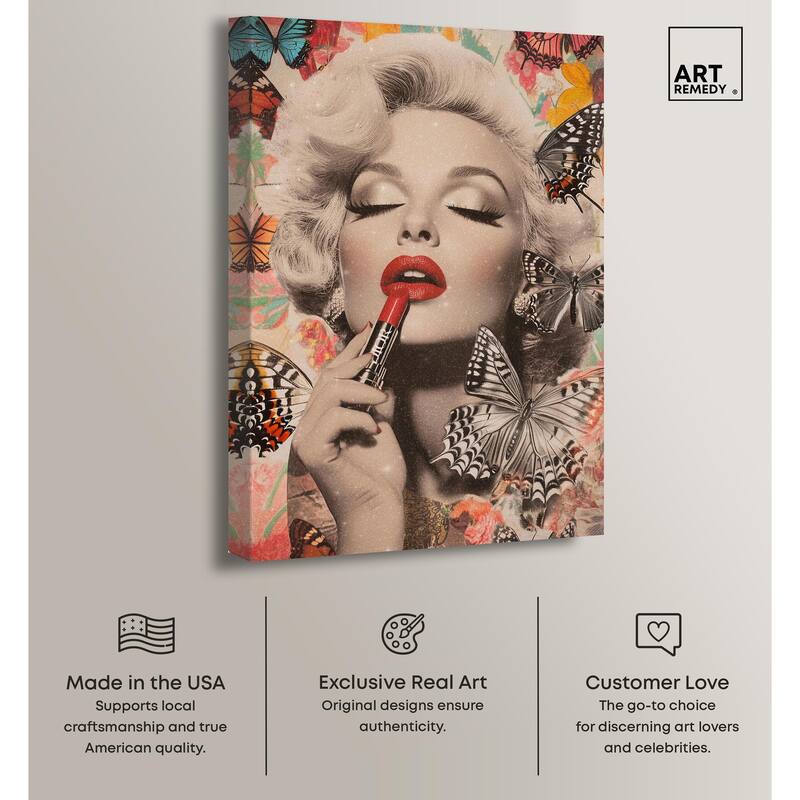 Iconic Lady Butterfly Collage Canvas by Art Remedy, Gallery Wrapped