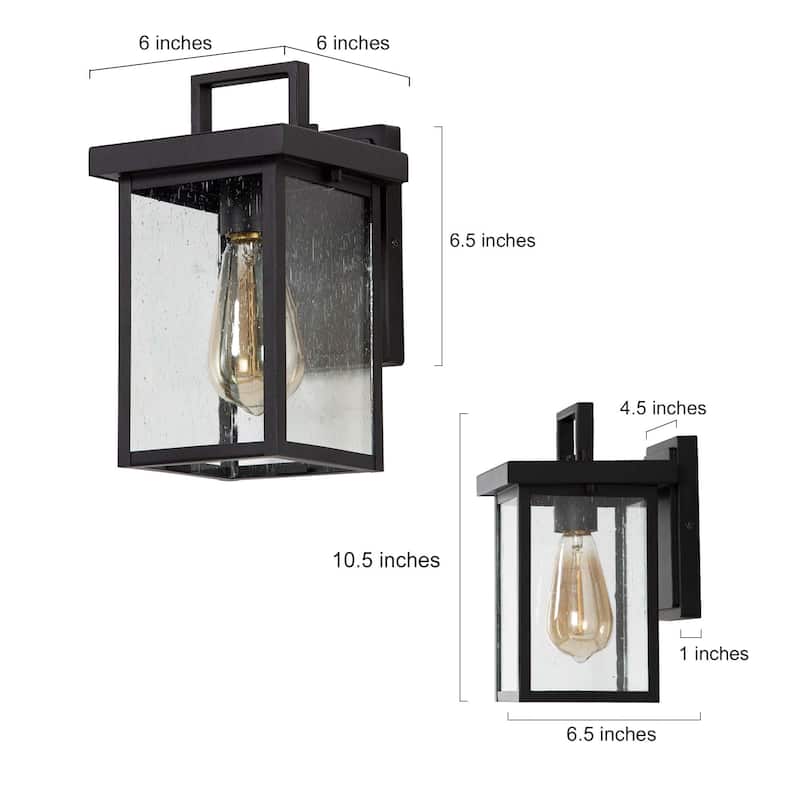 Bern Modern 1-light Rectangle Matte Black Outdoor Wall Sconce - L 6"x W 6.5"x H 10.5"