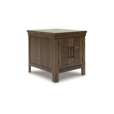 26 in. Brown Rectangle Wood End Table, Sturdy Build End Side Table for Living Rooms