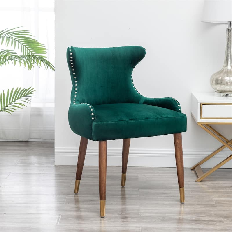 Contemporary Velvet Upholstered Nailhead Trim Accent Chair