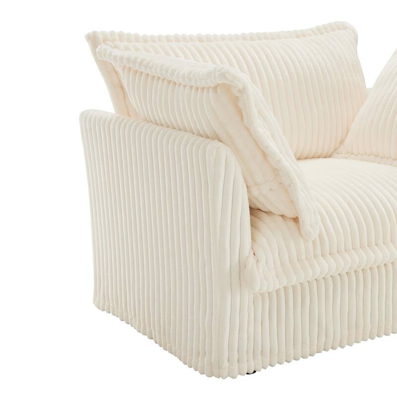 Modern 3 Seater Upholstered Sofa with 1 Ottoman and 2 Pillows