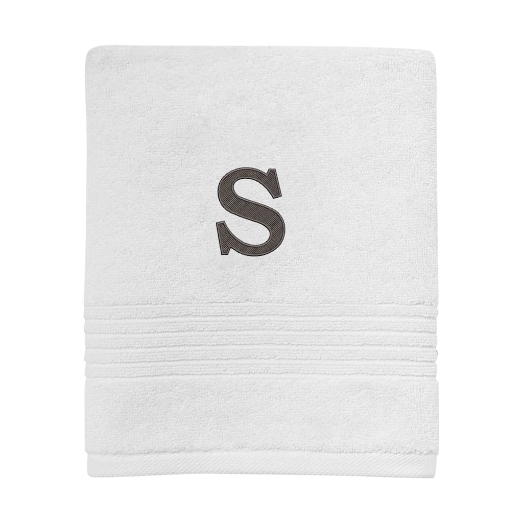 Avanti Linens Wht/Gry Block Monogram Hand Towel - Hand Towel