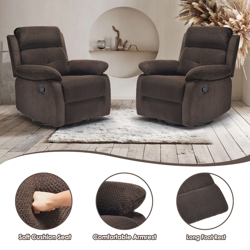 Recliner Chair with 360° Swivel, Soft Cushion Seat Rocker Accent Chair, Lounge Chaise Chair with Footrest