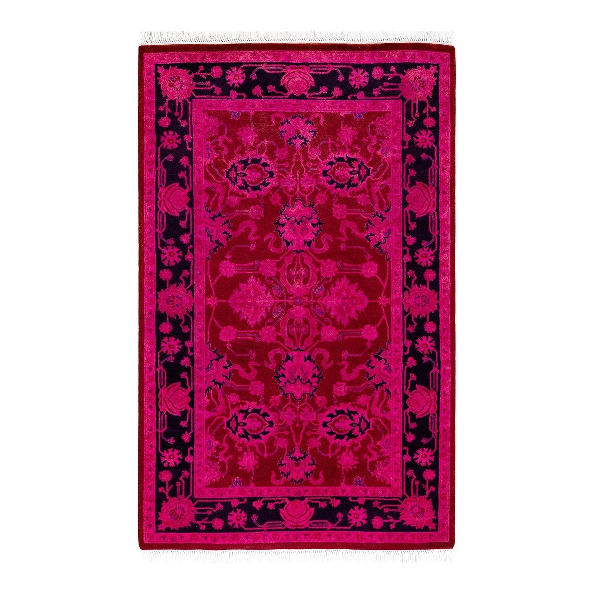 Overton Hand Knotted Wool Vintage Inspired Modern Contemporary Overdyed Pink Area Rug - 2' 8" x 4' 3"