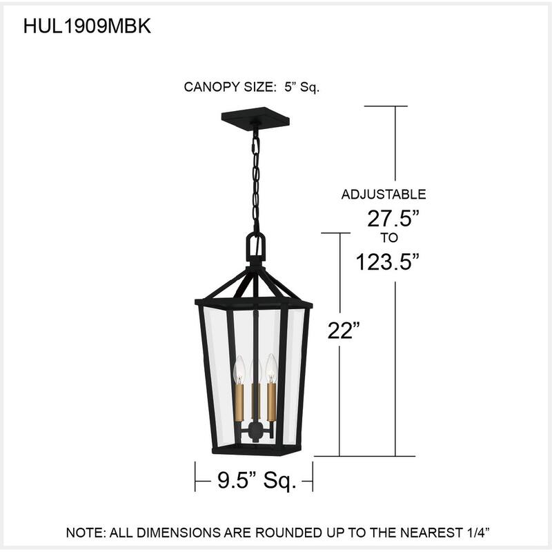Hull 3-Light Matte Black Outdoor Hanging Lantern