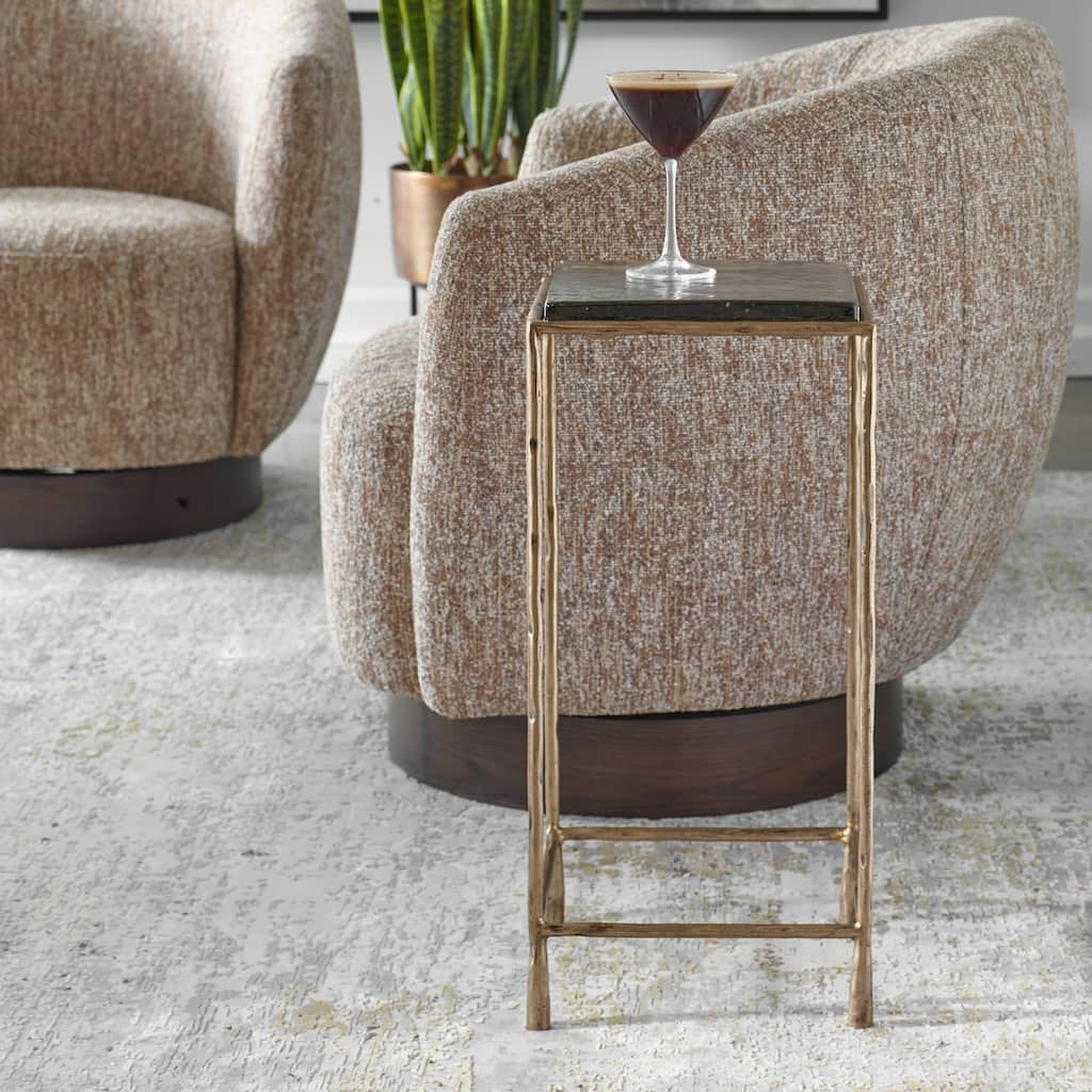 Hammered Iron Accent Table - 24" - Antique Gold Finish