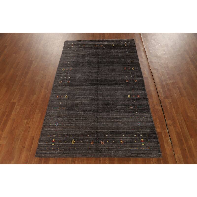 Hand Knotted Oriental 100% Wool Carpet Tribal Tribal Brown Gabbeh Area Rug - 8' 0'' X 4' 9''