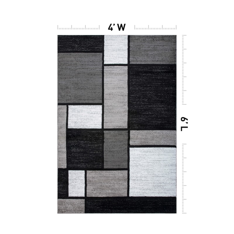 World Rug Gallery Contemporary Modern Boxed Color Block Area Rug