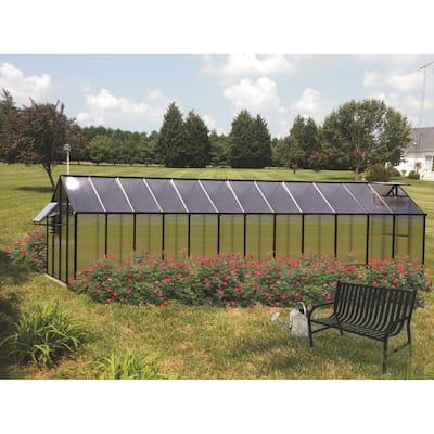MONT 8 ft x 24 ft Mojave Edition Black Finish Greenhouse with Heater