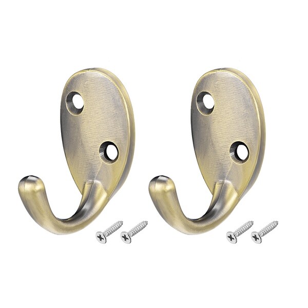 2Pcs Wall Mounted Hook Single Coat Hanger Zinc Alloy Bronze Tone 10