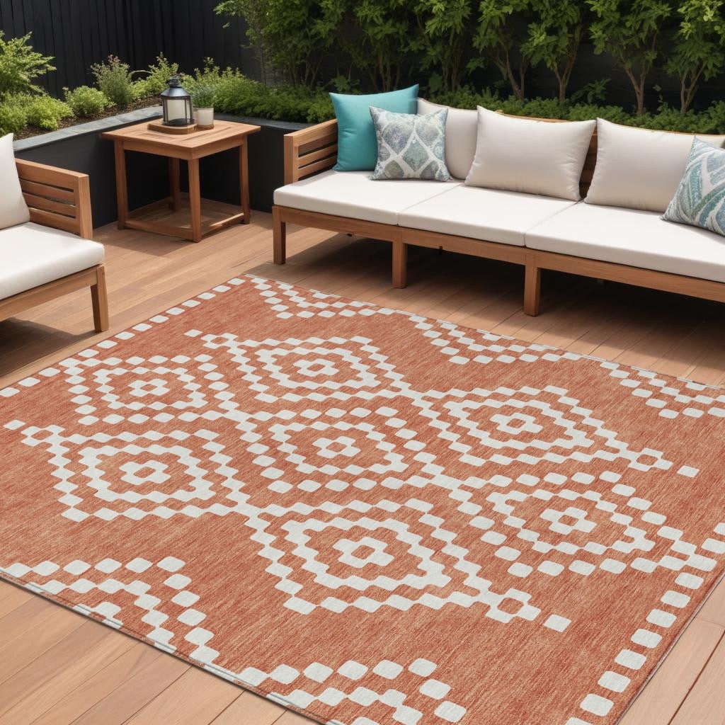 HomeRoots Geometric Transitional Rectangle Outdoor Rug