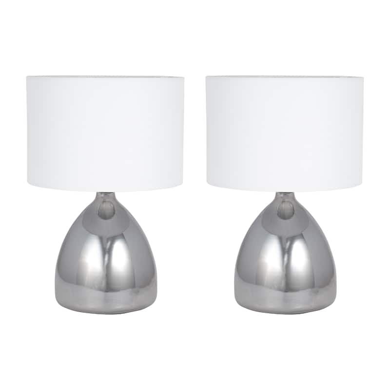 Sagebrook Home Modern Neutral 18"H Glass Solid Color Geometric Table Lamp, Set Of 2 - 12" x 12" x 18"