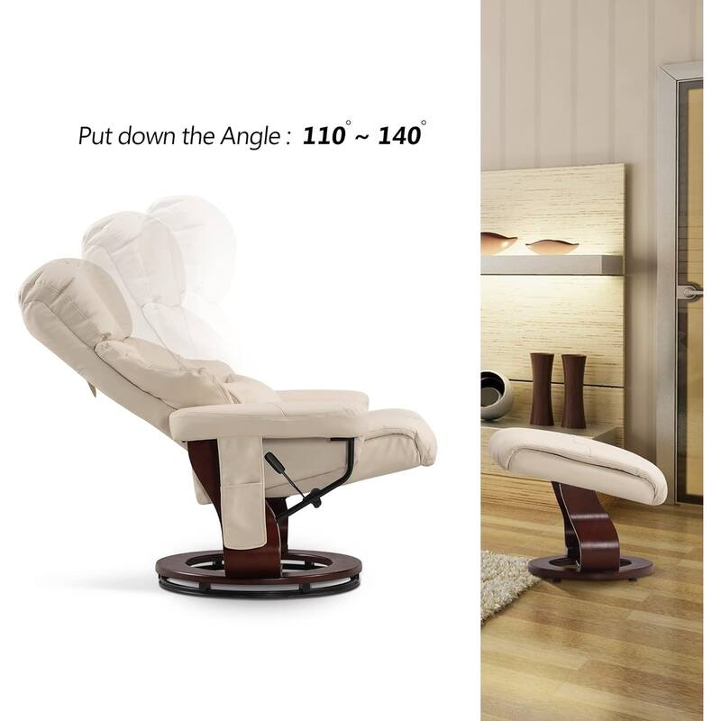 MCombo Set of 2 Recliner Chair with Ottoman Vibration Massag Faux Leather 9068