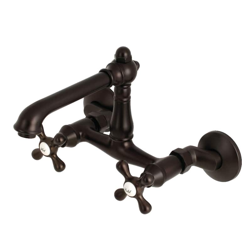 Kingston Brass English Country 6-Inch Adjustable Center Wall Mount Kitchen Faucet - Oil Rubbed Bronze