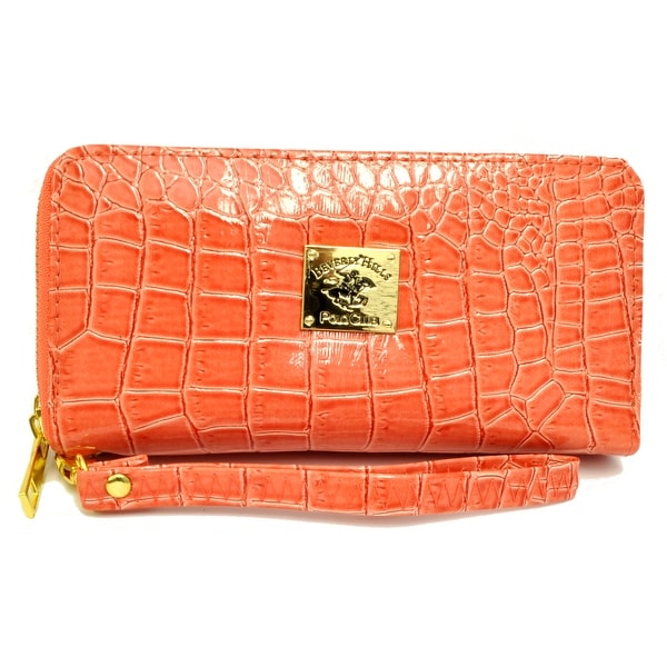 Shop Beverly Hills Double Zip Wristlet Clutch Wallet Crocodile Leather Pattern - Overstock ...