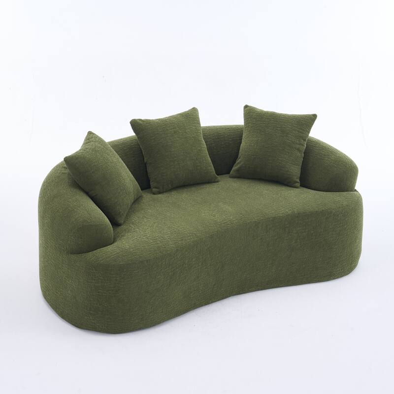30D Chenille No-Assembly Compact Curved Loveseat Full Compression Sponge Sofa