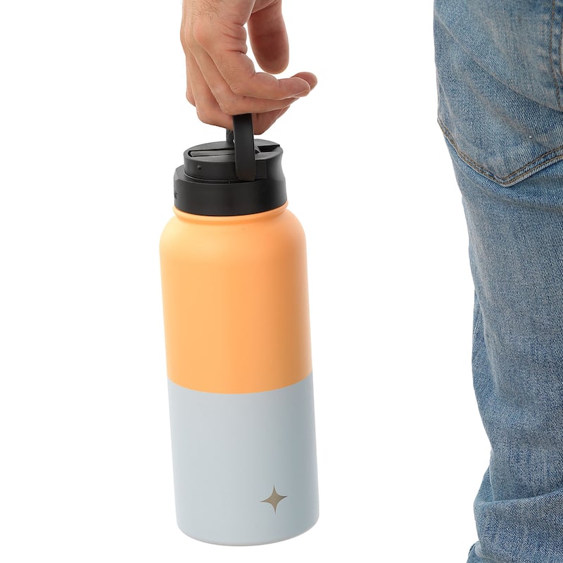 JoyJolt Vacuum Insulated Stainless Steel Water Bottle with Flip Lid & Sport Straw Lid - 32 oz