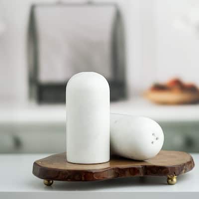 White Marble Salt & Pepper Shakers - White