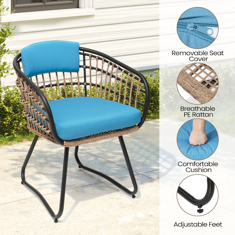 5PC Outdoor Extendable Patio Dining Table with Rattan Chairs