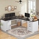 preview thumbnail 3 of 156, Farmhouse Executive L Shaped Desk Home Office Desk with Drawers and Storage Cabinet & Power Outlet