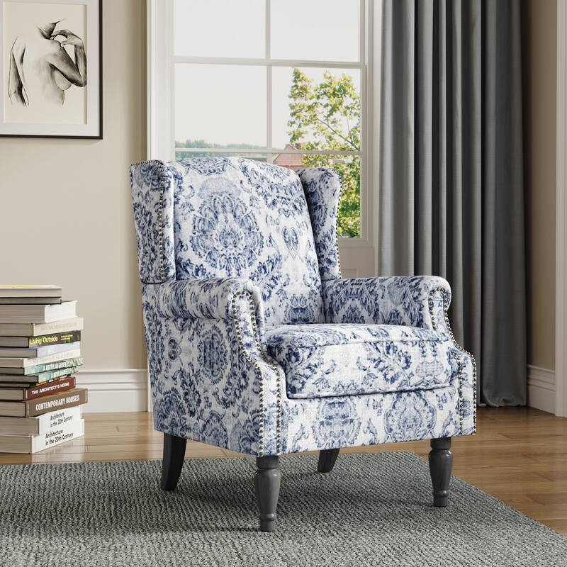 Wingback Accent Chair Nailhead Trim Living Room Reading Chair