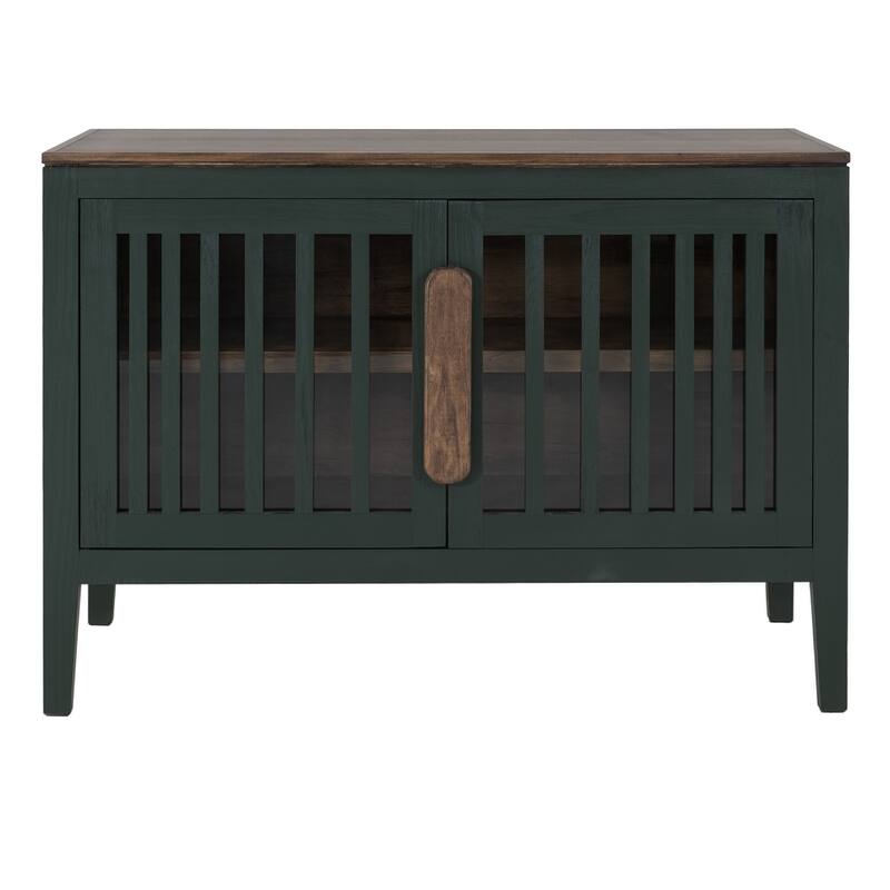 Maltie Sideboard Console Cabinet, 2 Doors, Forest Green Wood, 54 Inch