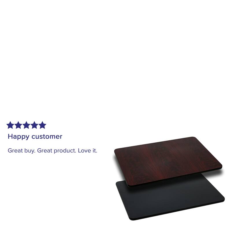 3 Pack 24'' x 30'' Rectangular Table Top with Reversible Laminate Top - Black/Mahogany