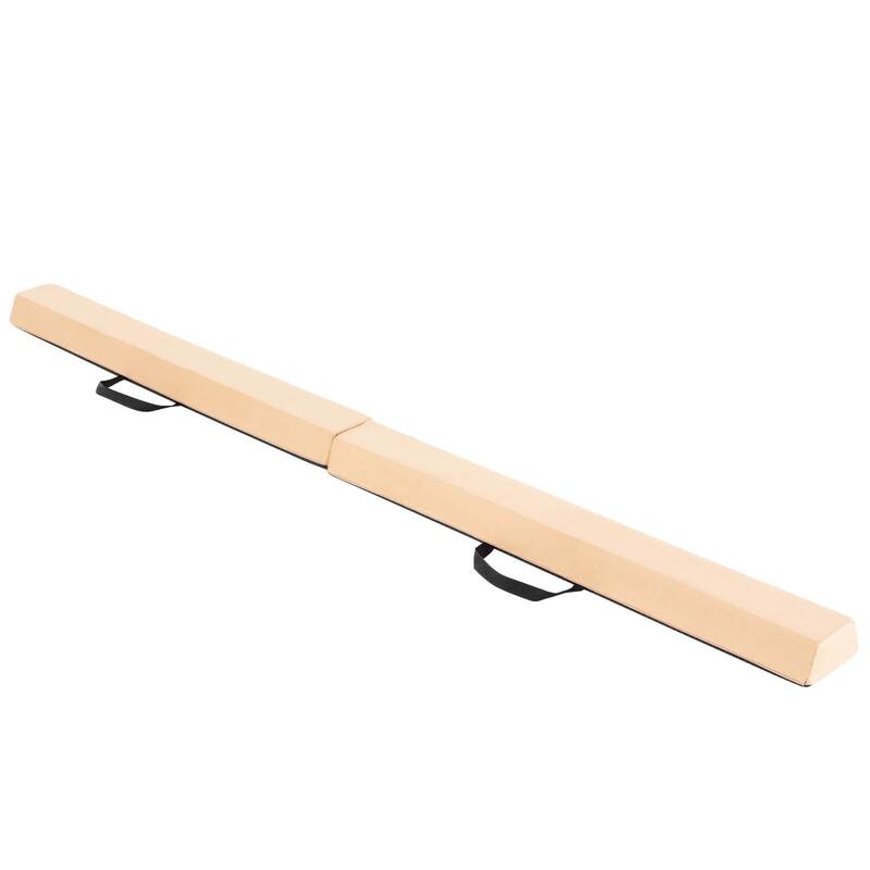 7 FT Folding Balance Beam Foam Floor Gymnastic Beam w/ Carry Handles - Khaki