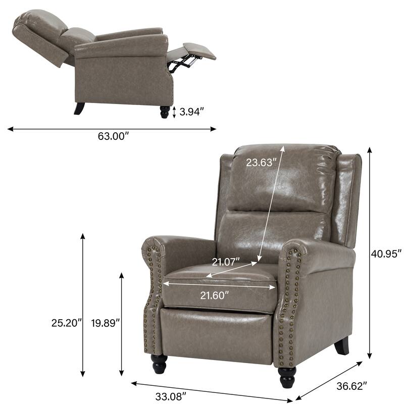 2 Set Modern Padded Seat Recliner Chair with PU Leather/Fabric