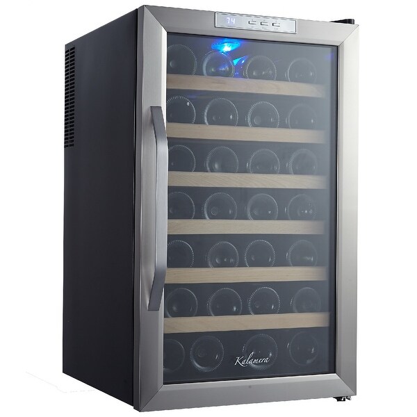 Kalamera KR-28ASS 28 Bottle Stainless Steel Freestanding Wine Cooler Refrigerator