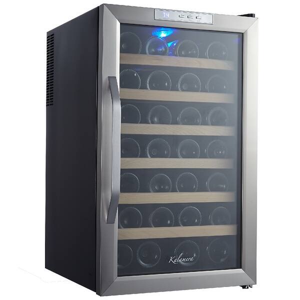 Shop Kalamera Kr 28ass 28 Bottle Stainless Steel Freestanding Wine Cooler Refrigerator Overstock 12180887