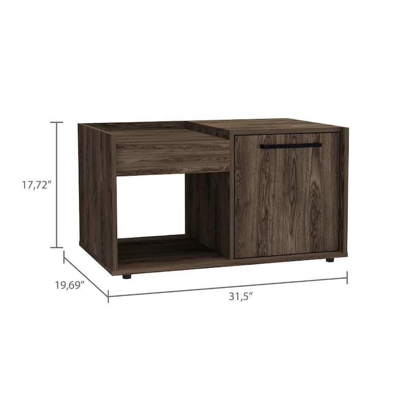 Anmytek Modern Side Table with Cabinet and Shelf Dark Walnut Small Entryway Console