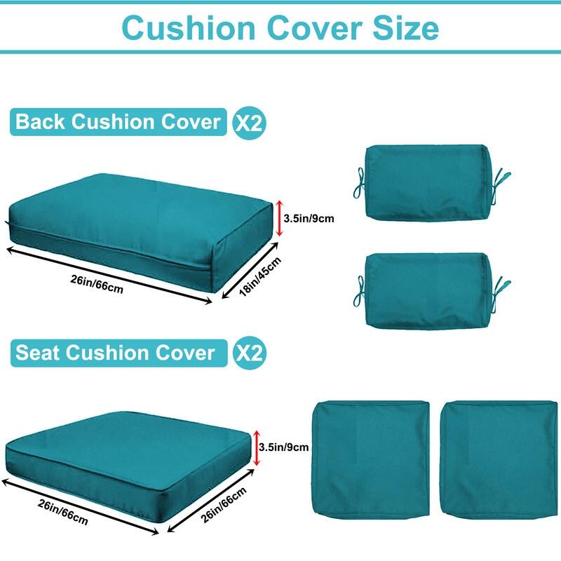 Outdoor Patio Cushion Covers Replacement, Waterproof Furniture Cushion Slipcovers, for Wicker Rattan Sectional Couch Chair