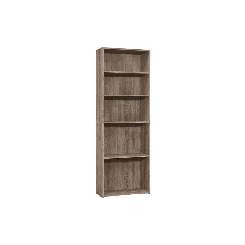 Transitional 6 Tier Bookshelf, 72"h Bookcase with 3 Adjustable Shelves and 2 Fixed Shelves for Living room Office Bedroom - Taupe