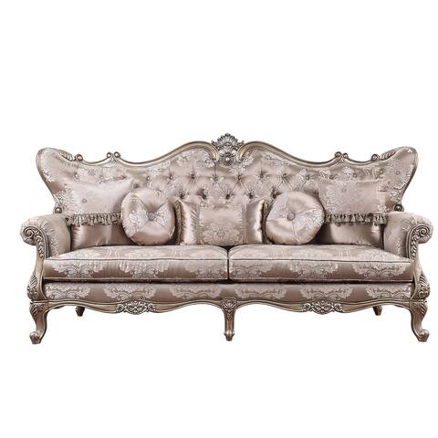 Traditional Sofa with Pillow, Fabric & Champagne color