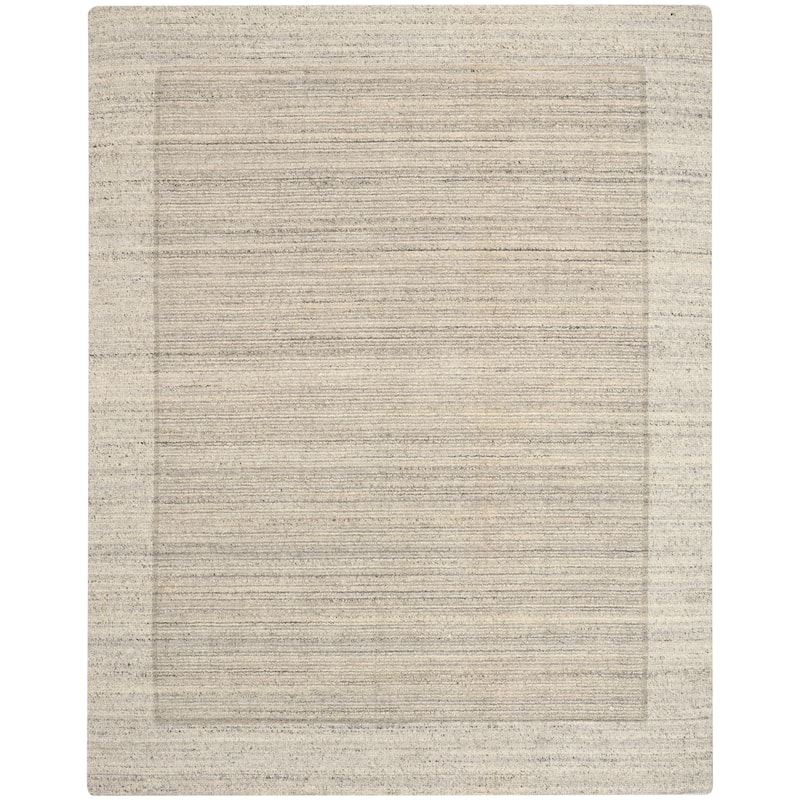 Calvin Klein CK082 Ridge Handwoven Farmhouse Indoor Rug - 8'6" x 11'6" - Grey/Ivory